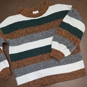 ANDREE BY UNIT Women's Striped Sweater in Brown, Green, and Gray M